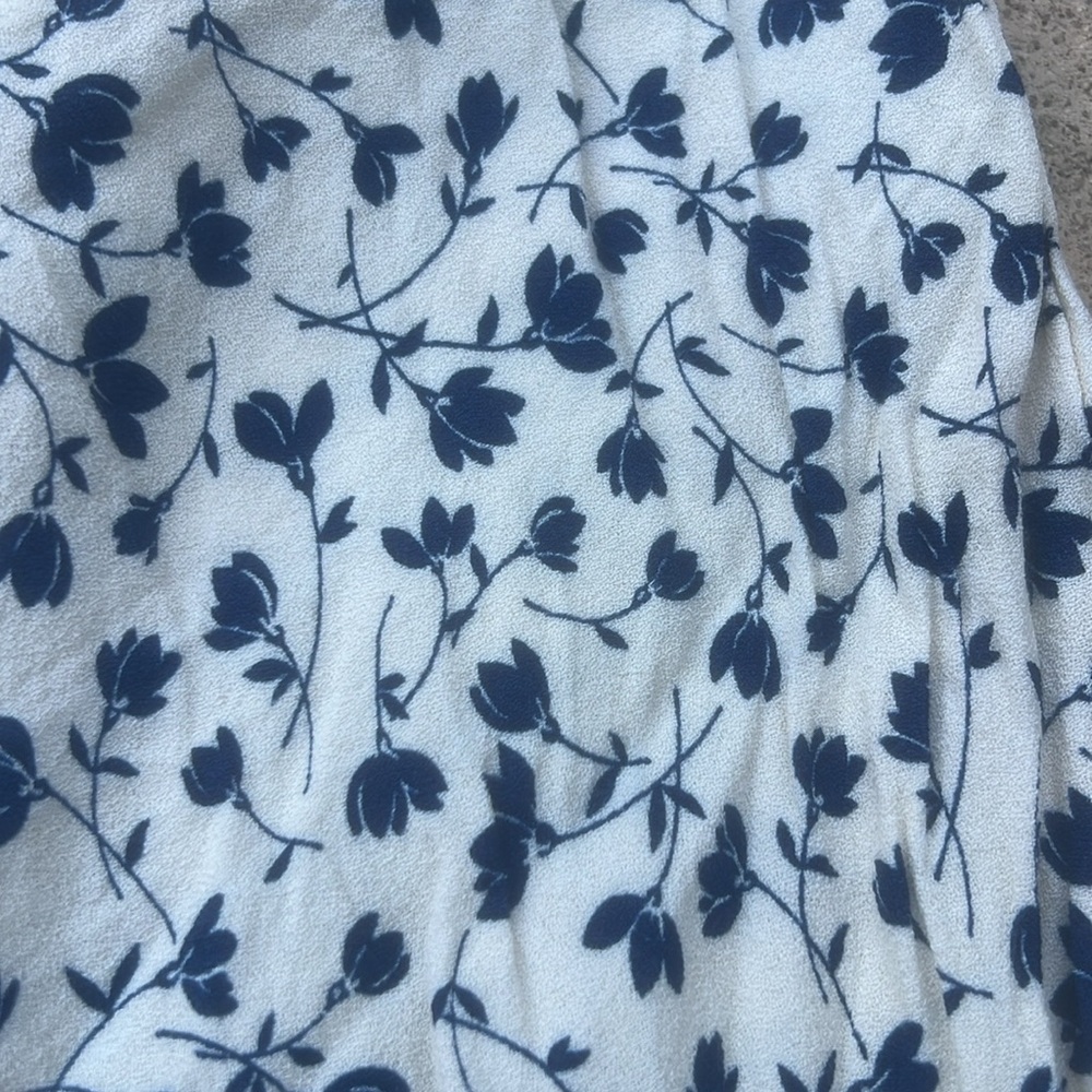 Loco Lindo White Blue Floral Side Button Wide Leg Palazzo Pants Women's Size XL - Picture 6 of 7